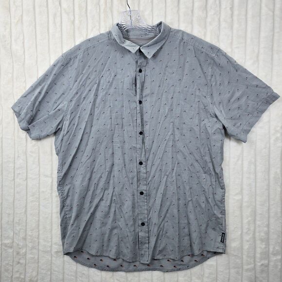 prAna Men's Button Up Shirt Short Sleeve Collar Striped Slim Fit Size XL - Picture 1 of 9